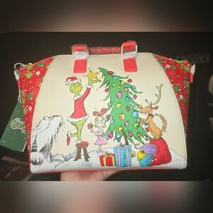 Loungefly Red, White & Green Grinch Holiday Tote